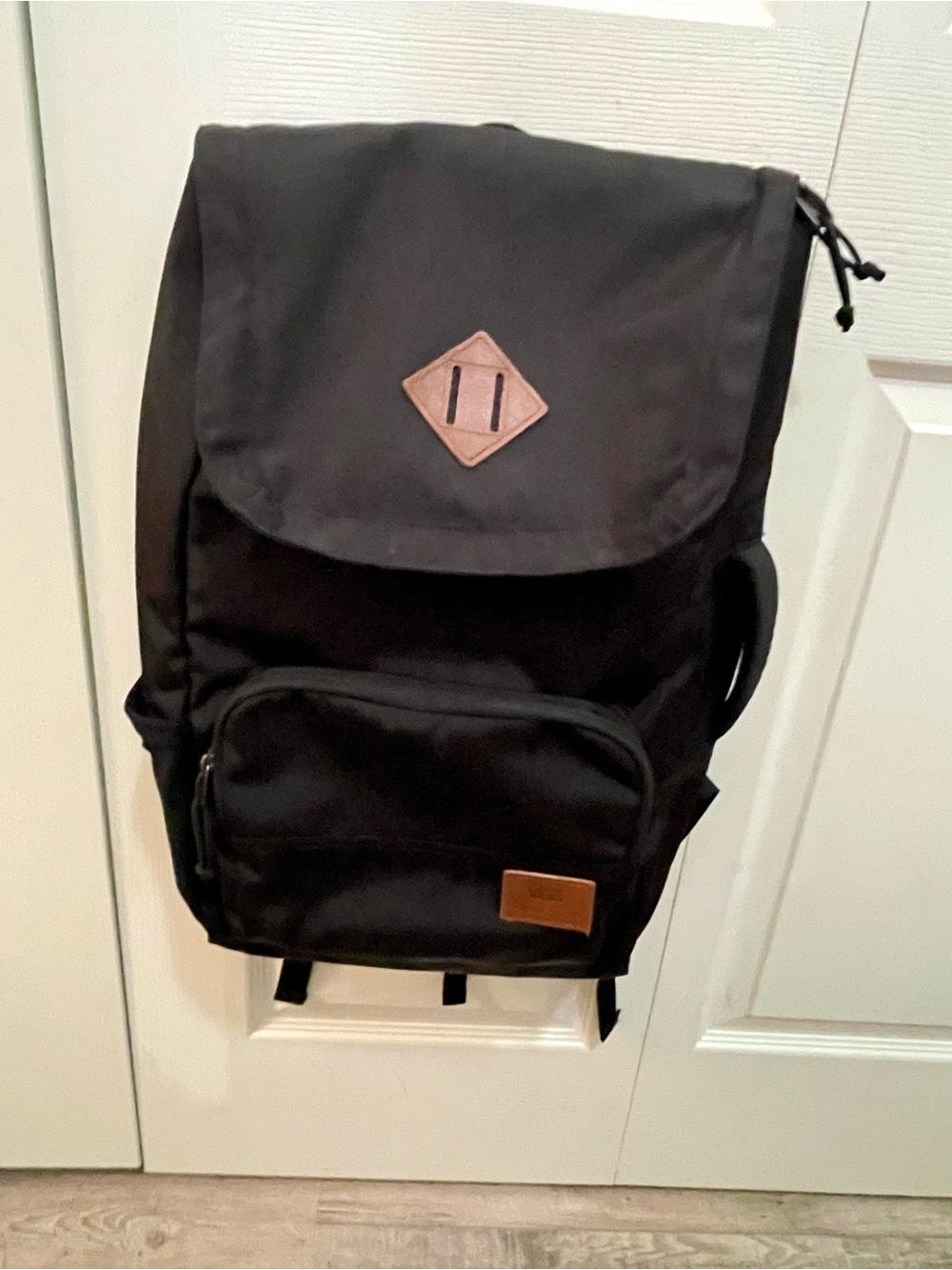 Vans Black Backpack with Brown Leather Accent